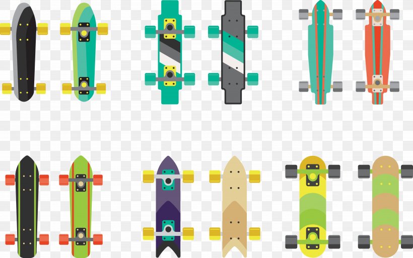 Skateboarding Longboard Euclidean Vector, PNG, 5442x3409px, Skateboard, Cartoon, Flat Design, Longboard, Roller Skates Download Free