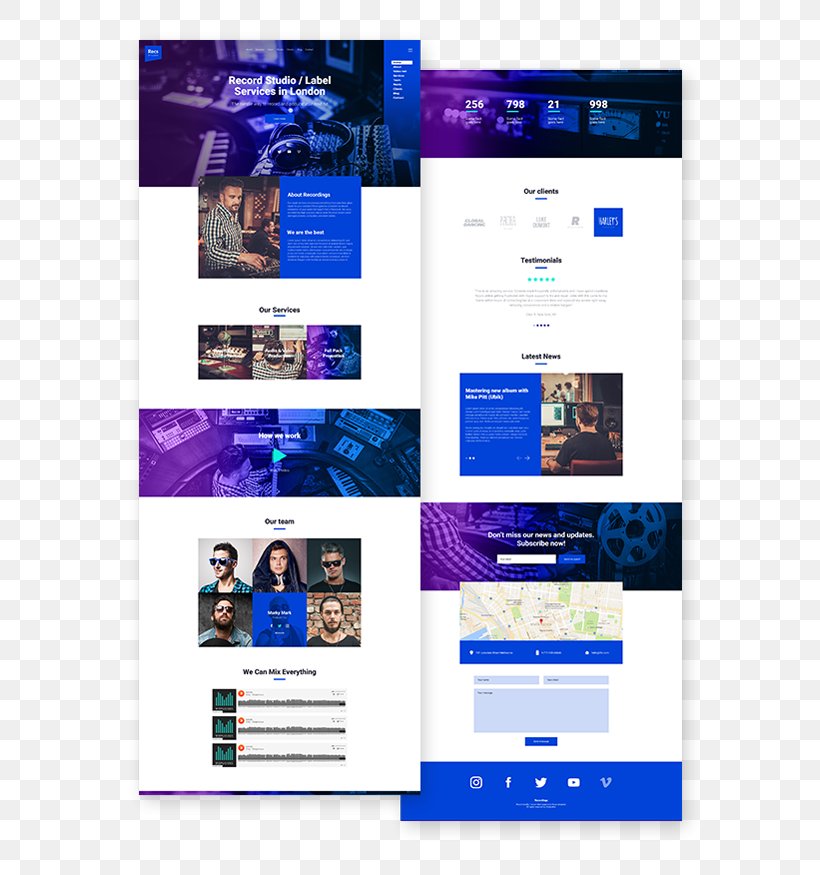 Web Page Responsive Web Design Web Template Recording Studio Sound Recording And Reproduction, PNG, 616x875px, Watercolor, Cartoon, Flower, Frame, Heart Download Free