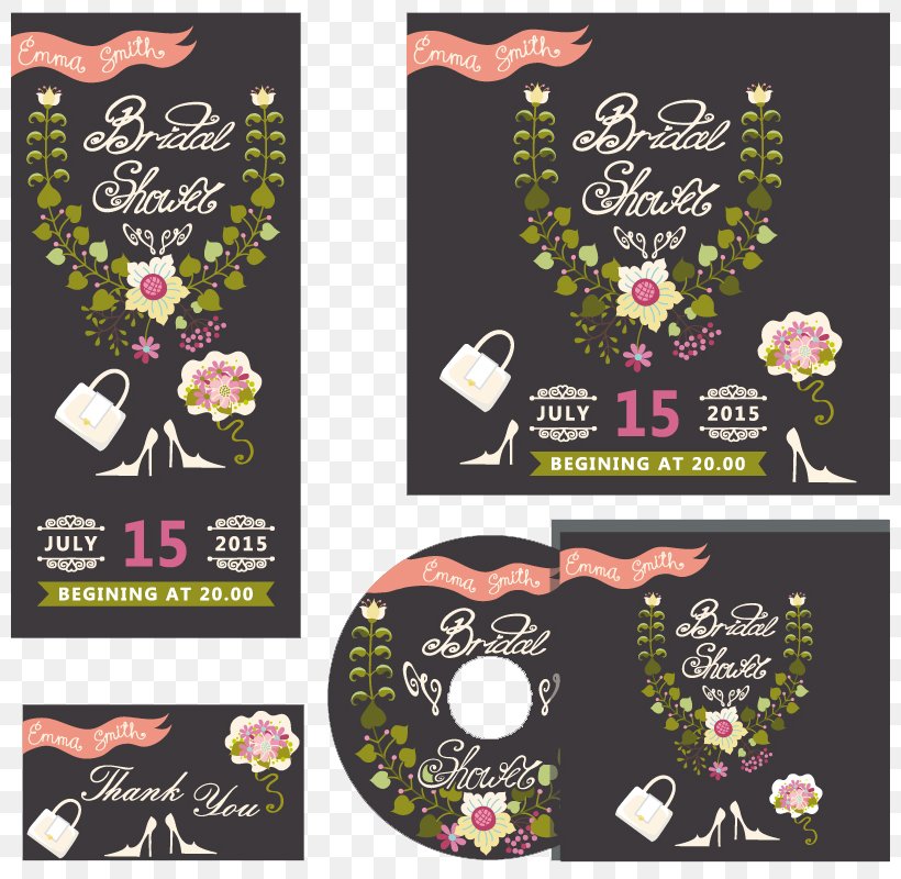 Floral Wedding Invitation Card Design Vector Material, PNG, 800x800px, Wedding Invitation, Art, Brand, Compact Disc, Designer Download Free