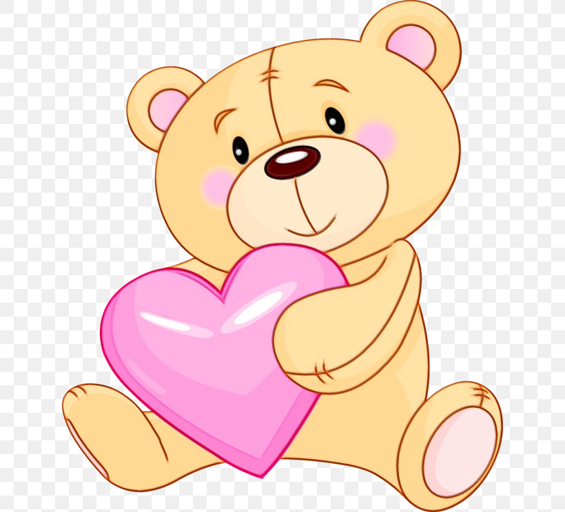 Teddy Bear, PNG, 640x744px, Watercolor, Bear, Cartoon, Heart, Love Download Free