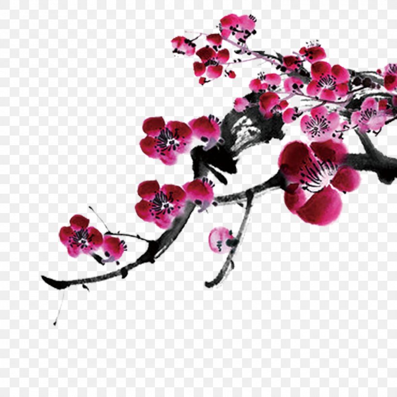 Pink Musical Instrument Pipa Zhongruan Plum Blossom, PNG, 1500x1500px, Pink, Blossom, Branch, Cherry Blossom, Floral Design Download Free