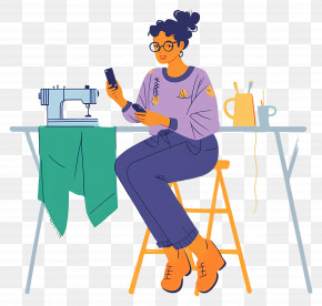 Female Designer - Woman Sewing With Machine PNG