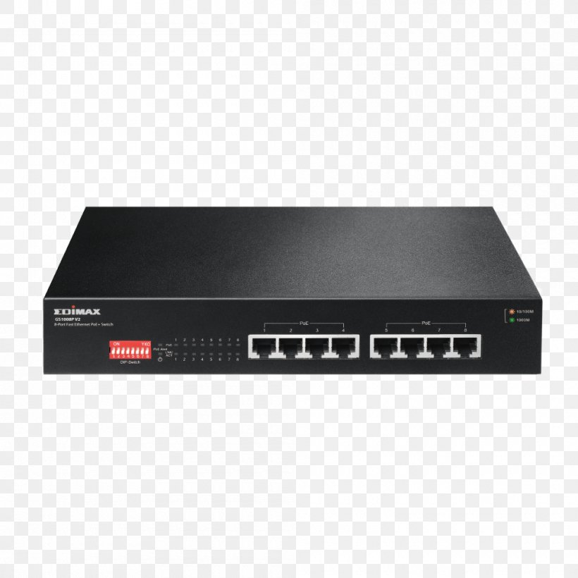 Power Over Ethernet Gigabit Ethernet Network Switch Small Form-factor Pluggable Transceiver Port, PNG, 1000x1000px, Power Over Ethernet, Audio Receiver, Computer, Computer Network, Dip Switch Download Free