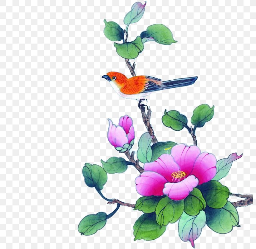 Chinese Painting Gongbi Ink Wash Painting Bird-and-flower Painting, PNG, 800x800px, Chinese Painting, Art, Artificial Flower, Birdandflower Painting, Branch Download Free