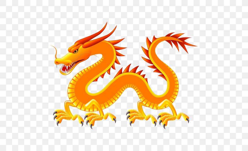 Chinese Dragon Illustration, PNG, 500x500px, Dragon, Chinese Dragon, Fictional Character, Mythical Creature, Orange Download Free