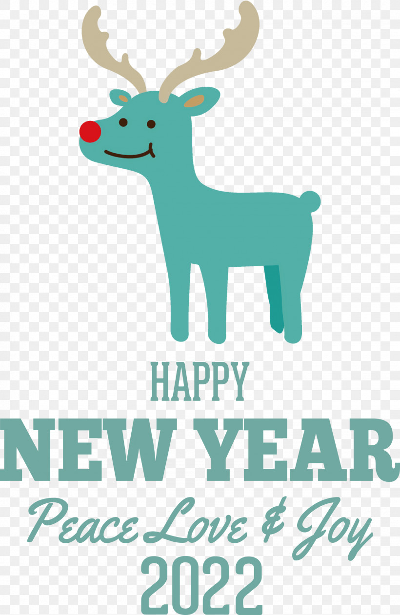 Happy New Year 2022 2022 New Year, PNG, 1950x3000px, Reindeer, Deer, Logo, Meter, Teal Download Free