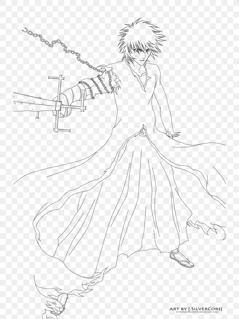 Ichigo Kurosaki Line Art Drawing, PNG, 730x1095px, Watercolor, Cartoon, Flower, Frame, Heart Download Free
