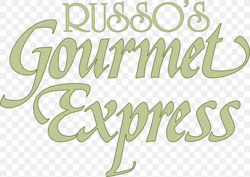 Logo Brand Green Russo's Gourmet Express Font, PNG, 3102x2205px, Logo, Brand, Calligraphy, Fruit, Gourmet Download Free