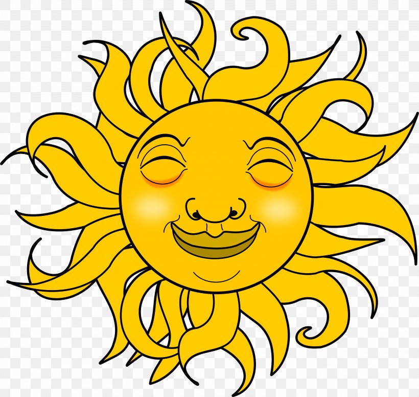 The Sun Smiley Clip Art, PNG, 3840x3635px, Sun, Artwork, Black And White, Emoticon, Face Download Free