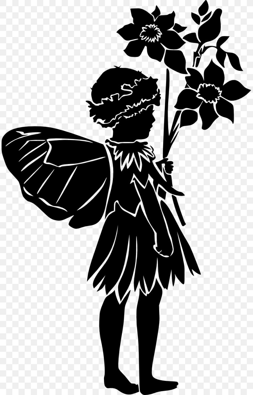 Fairy Wall Decal Paper Sticker Flower Fairies, PNG, 809x1280px, Fairy, Art, Black And White, Butterfly, Decal Download Free