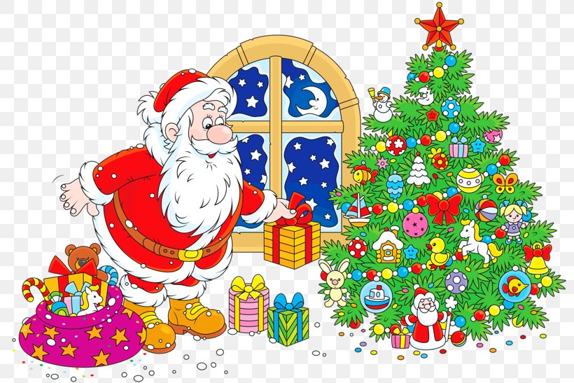 Santa Claus Christmas Tree Gift Clip Art, PNG, 800x547px, Santa Claus, Art, Christmas, Christmas Decoration, Christmas Gift Download Free