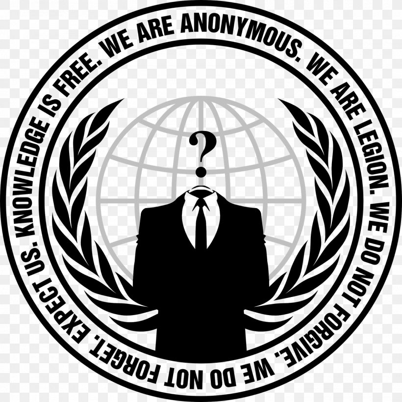 T-shirt Anonymous Hoodie Logo Million Mask March, PNG, 1600x1600px, Tshirt, Anonymous, Area, Black And White, Brand Download Free