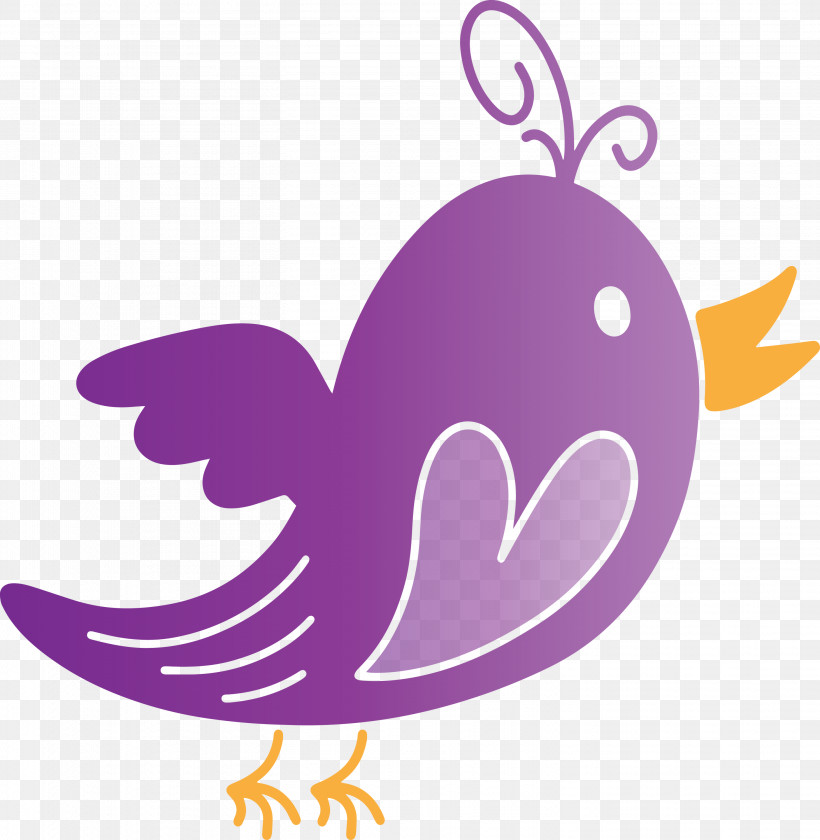 Violet Purple Wing, PNG, 2927x3000px, Cute Bird, Cartoon Bird, Purple, Violet, Wing Download Free