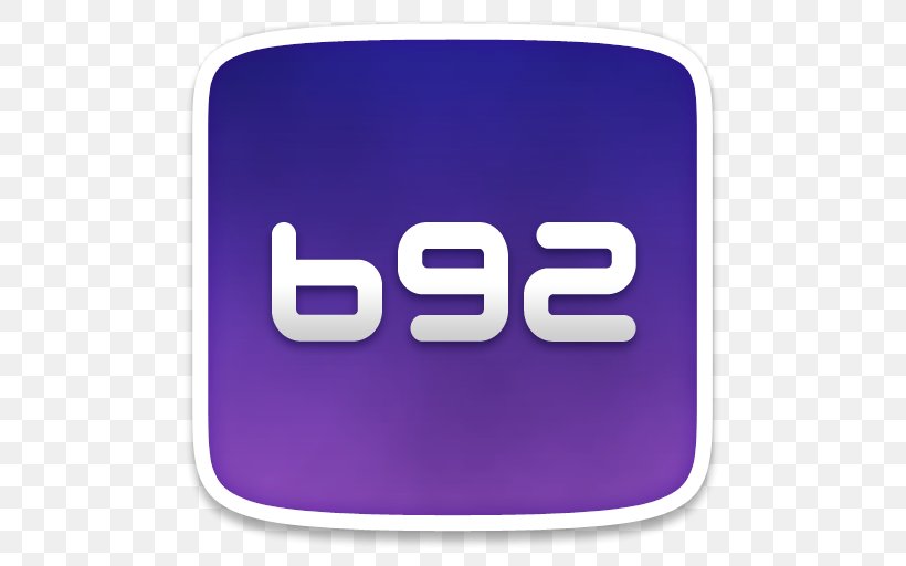 B92 Television Belgrade Broadcasting О2 телевизија, PNG, 512x512px, Television, Belgrade, Brand, Broadcasting, Electric Blue Download Free