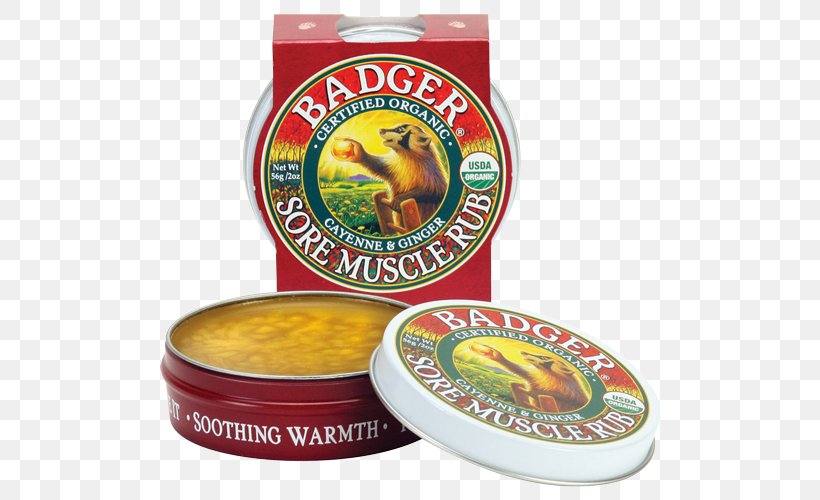 Delayed Onset Muscle Soreness Badger Balm Badger Sore Muscle Rub Exercise, PNG, 500x500px, Muscle, Badger Balm, Condiment, Convenience Food, Cosmetics Download Free