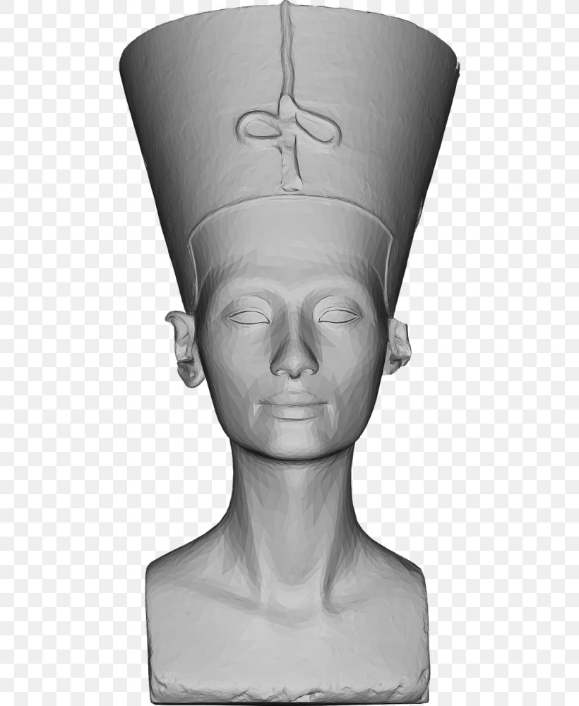 Nefertiti Bust Clip Art Image, PNG, 500x1000px, Nefertiti Bust, Black And White, Bust, Classical Sculpture, Forehead Download Free