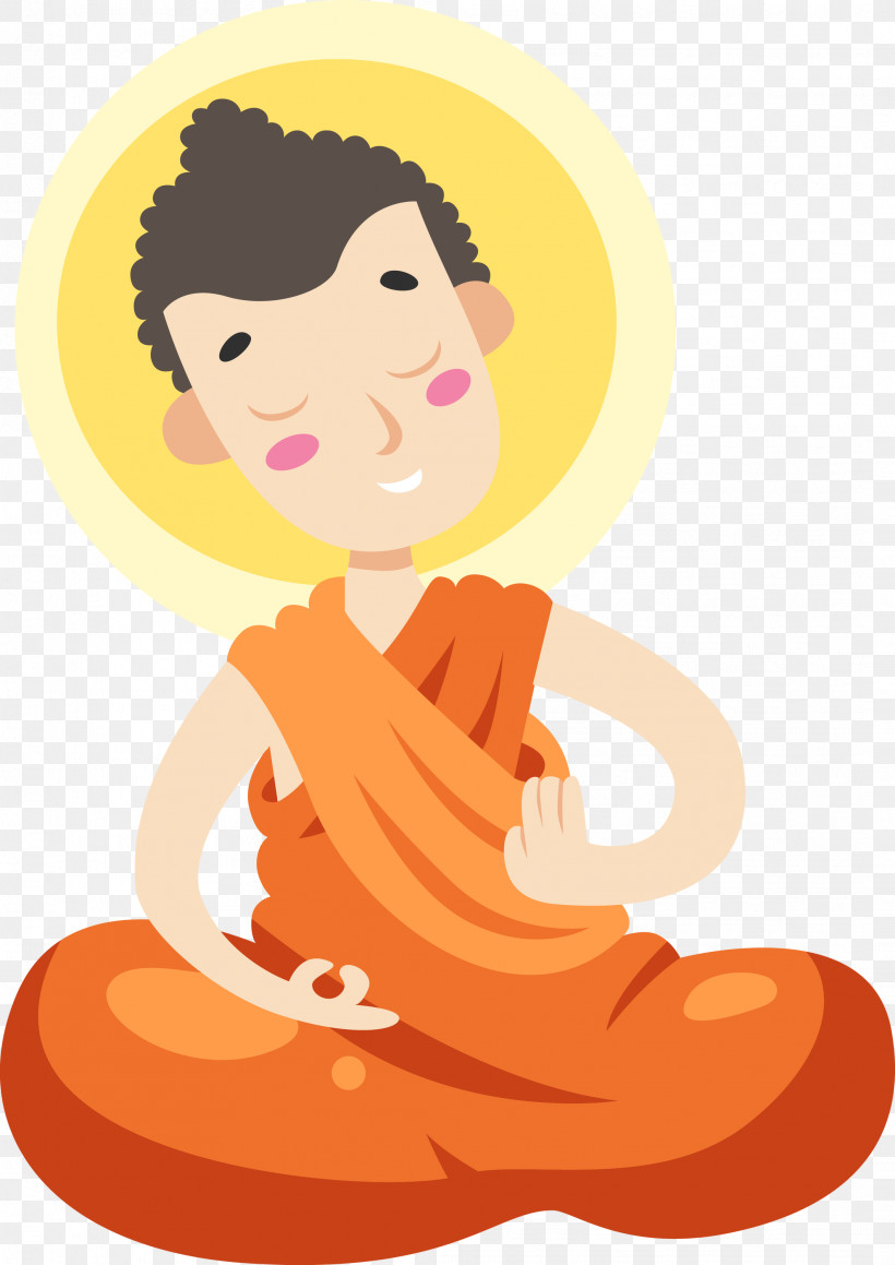 Bodhi Day Bodhi, PNG, 2121x3000px, Bodhi Day, Bodhi, Cartoon, Kneeling, Orange Download Free