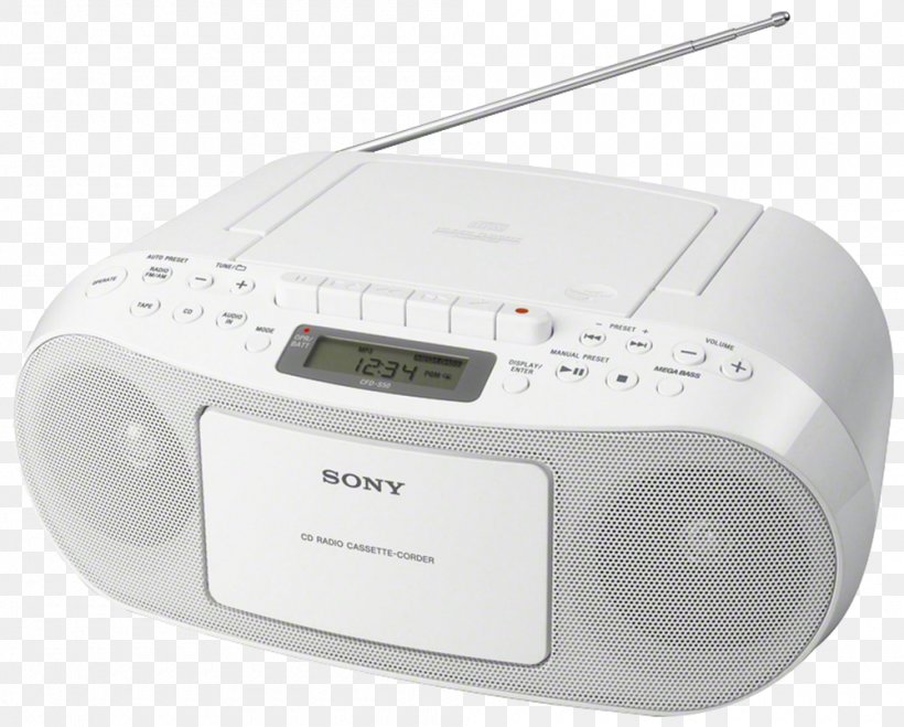 Compact Cassette Boombox Radio Cassette Sony CFD-50W White CD Player, PNG, 1000x804px, Compact Cassette, Boombox, Cd Player, Compact Disc, Compressed Audio Optical Disc Download Free