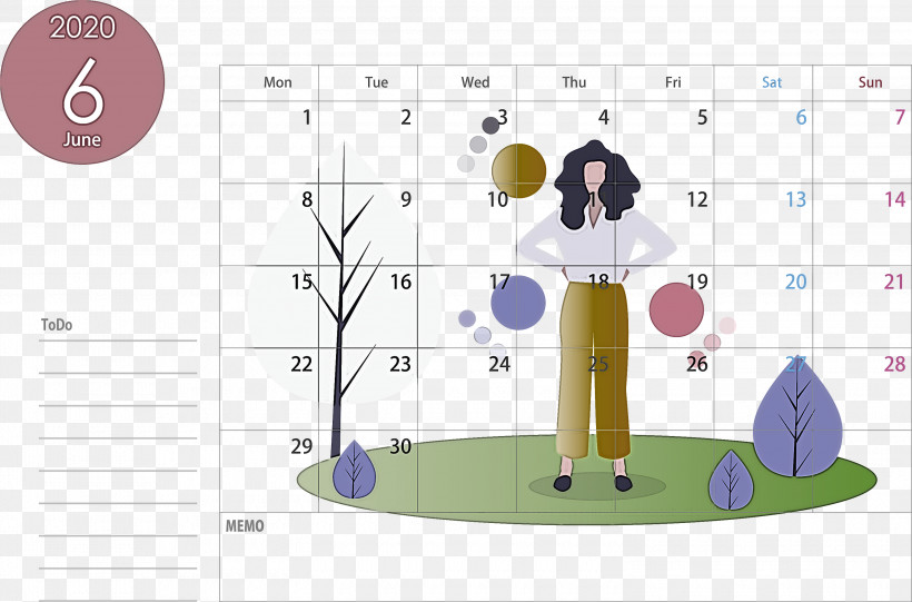 June 2020 Calendar 2020 Calendar, PNG, 3000x1982px, 2020 Calendar, June 2020 Calendar, Animation, Cartoon, Diagram Download Free