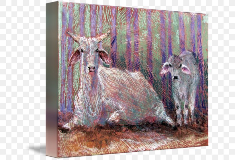 Cattle Goat Painting Wildlife Livestock, PNG, 650x559px, Cattle, Cattle Like Mammal, Cow Goat Family, Fauna, Goat Download Free