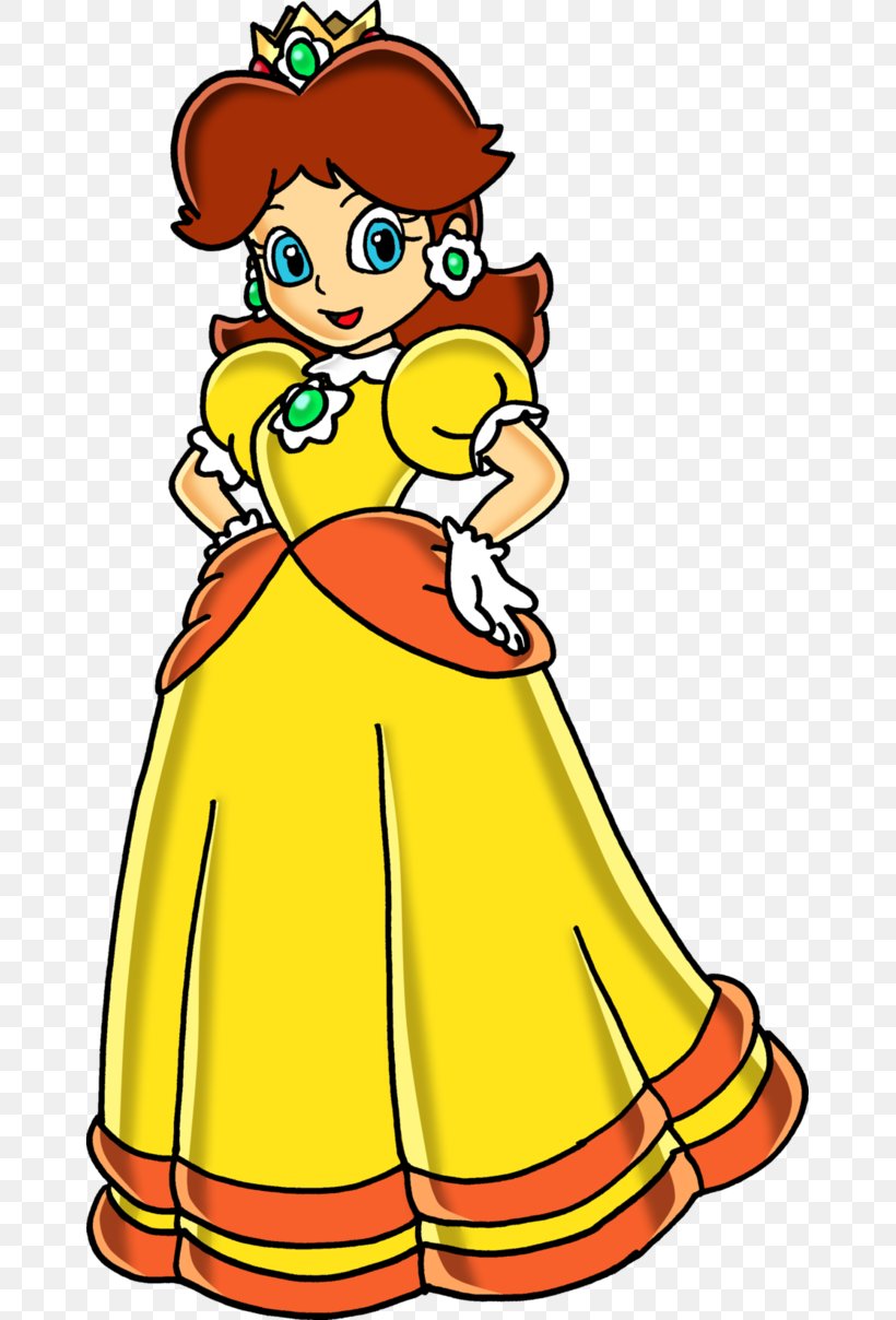 Princess Daisy Mario Bros. Princess Peach Luigi, PNG, 661x1208px, Princess Daisy, Area, Art, Artwork, Dress Download Free