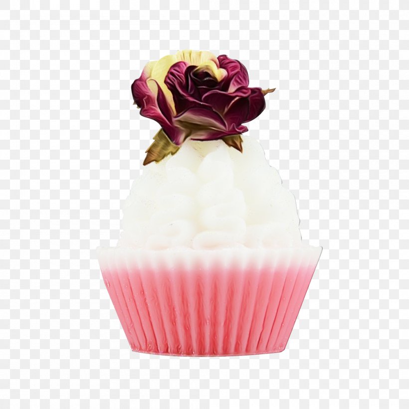 Rose, PNG, 1000x1000px, Watercolor, Baking Cup, Buttercream, Cake, Cupcake Download Free