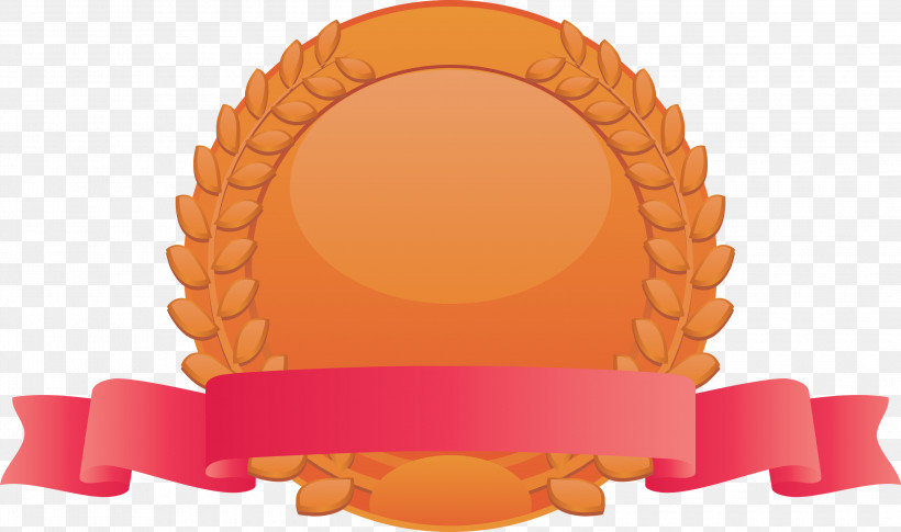 Brozen Badge Blank Brozen Badge Award Badge, PNG, 3000x1777px, Brozen Badge, Award, Award Badge, Blank Brozen Badge, Orange Download Free