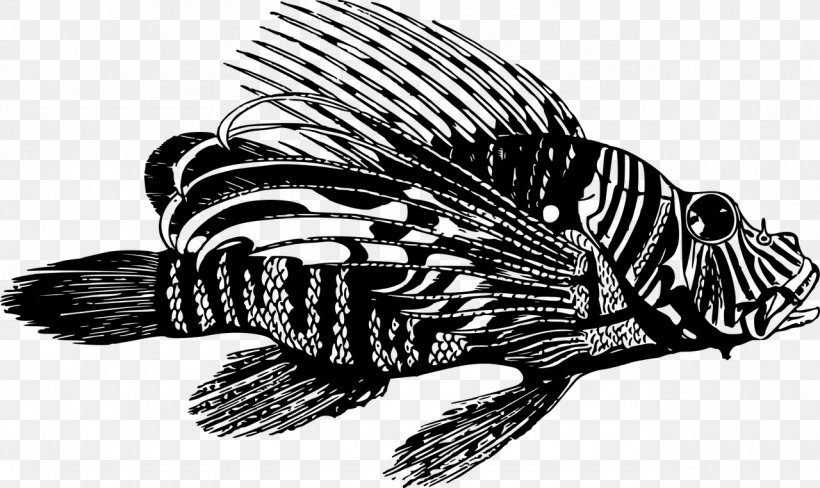 Lionfish Clip Art, PNG, 1280x762px, Lionfish, Autocad Dxf, Black And White, Diagram, Drawing Download Free