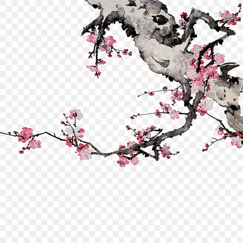 Ink Wash Painting Plum Blossom, PNG, 1417x1417px, Ink Wash Painting, Bamboo, Blossom, Branch, Cherry Blossom Download Free