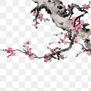 Plum Flower - Ink Wash Painting Plum Blossom PNG