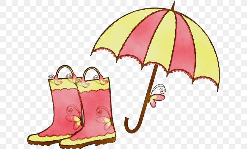 Umbrella Pink Footwear, PNG, 640x496px, Watercolor, Footwear, Paint, Pink, Umbrella Download Free