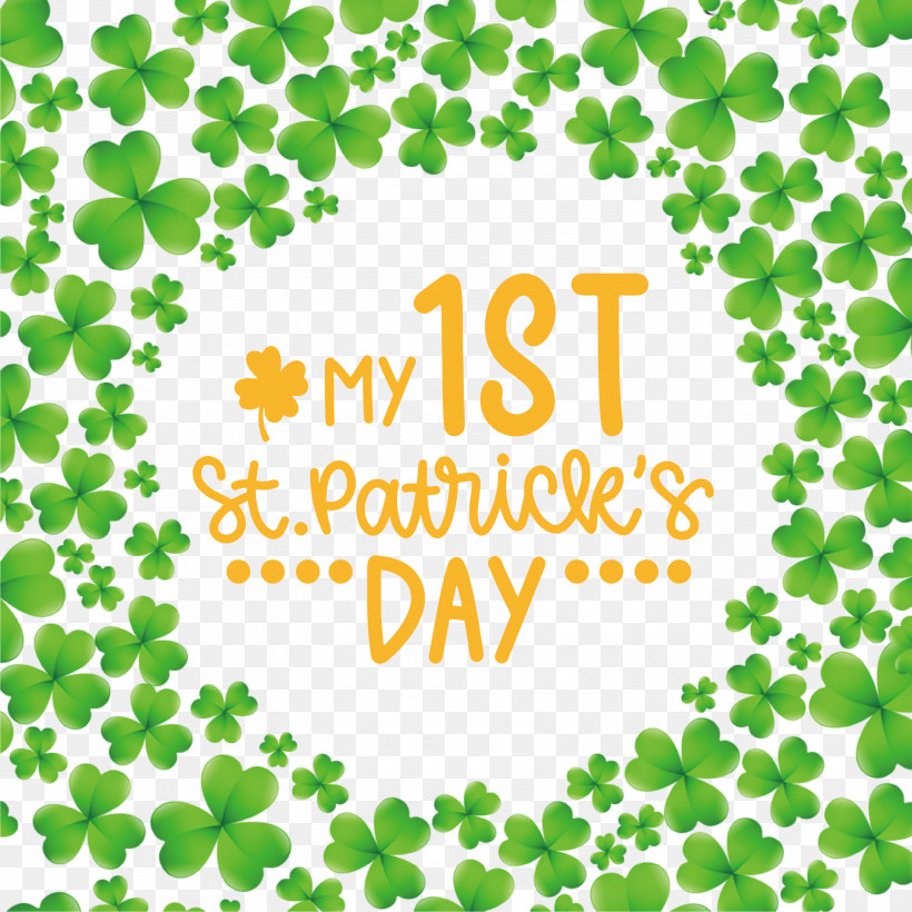 My 1st Patricks Day Saint Patrick, PNG, 3000x3000px, Patricks Day, Clover, Fourleaf Clover, Irish People, Leaf Download Free