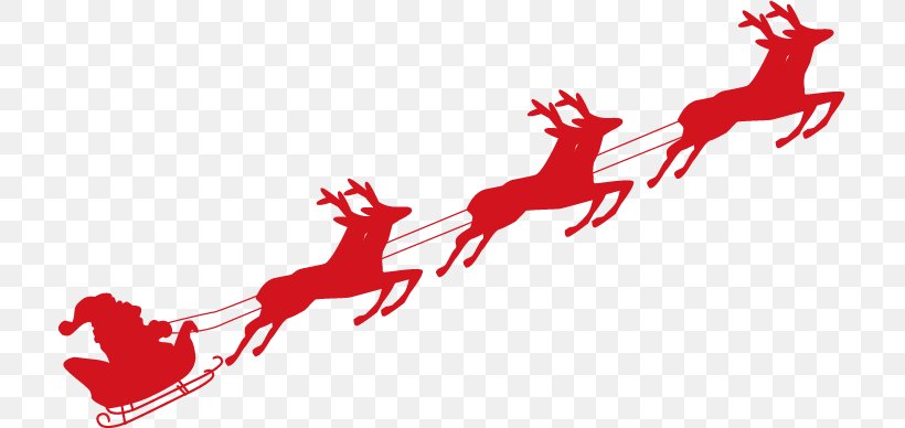 Reindeer Santa Claus Sled Christmas, PNG, 713x388px, Reindeer, Christmas, Deer, Gratis, Mammal Download Free