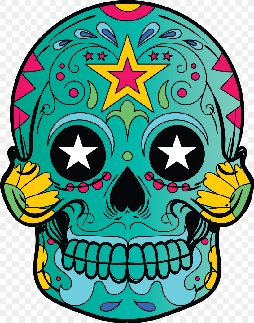 Calavera Calaveras Sugar Skull, PNG, 2362x3000px, Calavera, Calaveras, Day Of The Dead, Sugar Skull, Teal Download Free