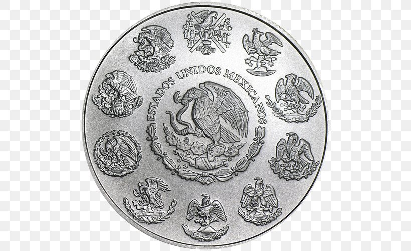 Mexican Mint Libertad Ounce Silver Coin, PNG, 500x500px, Mexican Mint, Apmex, Bank Of Mexico, Black And White, Bullion Download Free