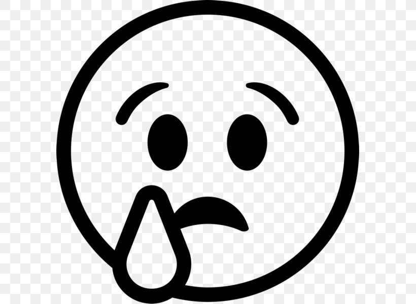 Emoticon Face With Tears Of Joy Emoji Smiley Crying, PNG, 597x600px, Emoticon, Area, Black, Black And White, Crying Download Free