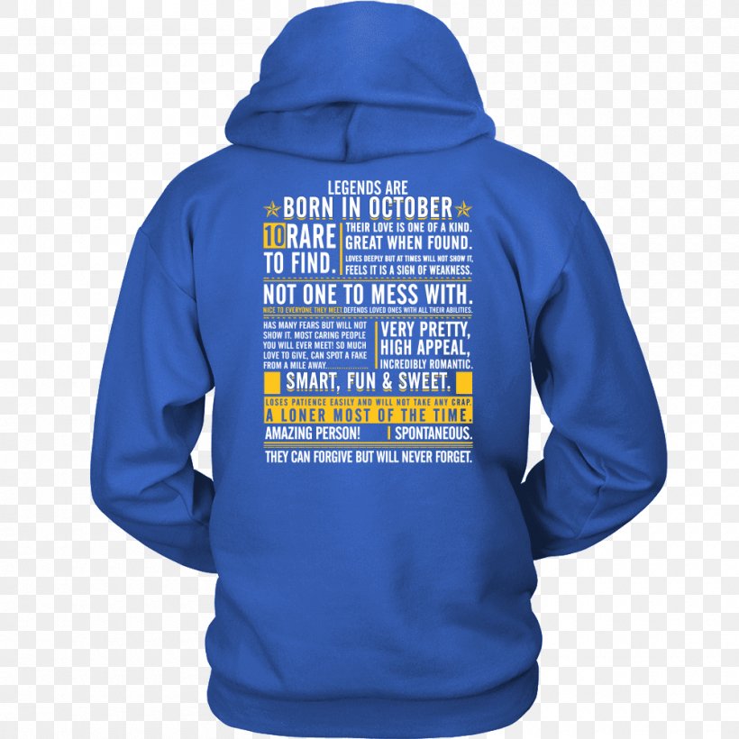 T-shirt Hoodie Clothing Unisex, PNG, 1000x1000px, Tshirt, Blue, Bluza, Clothing, Cobalt Blue Download Free