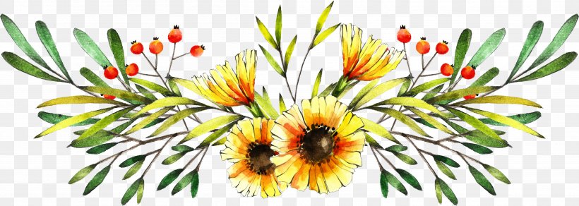 Flower Art Watercolor, PNG, 4783x1706px, Watercolor Painting, Bouquet, Common Daisy, Cut Flowers, Daisy Family Download Free