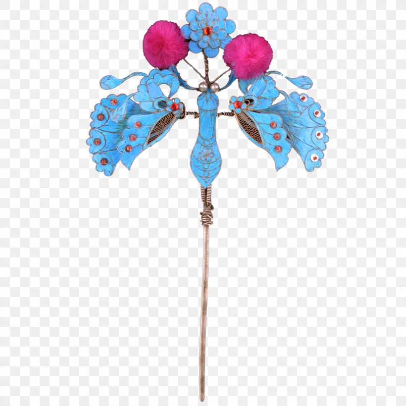 Hairpin Butterfly Silver Hair Stick, PNG, 1000x1000px, Hairpin, Blue, Butterfly, Ear Pick, Flower Download Free