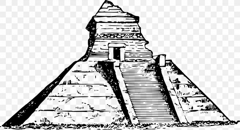 Pyramid Of The Sun Chichen Itza Egyptian Pyramids Mesoamerican Pyramids Maya Civilization, PNG, 2400x1311px, Pyramid Of The Sun, Area, Artwork, Aztec, Black And White Download Free