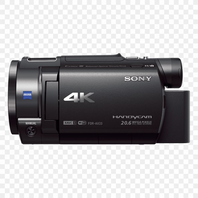 Sony Handycam FDR-AX33 4K Resolution Video Cameras, PNG, 1320x1320px, 4k Resolution, Sony Handycam Fdrax33, Camera, Camera Accessory, Camera Lens Download Free