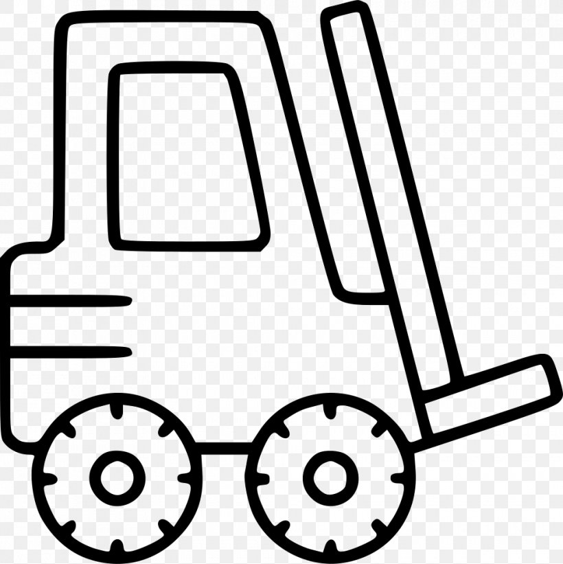Forklift Warehouse Clip Art, PNG, 980x982px, Forklift, Area, Backhoe Loader, Black And White, Drawing Download Free