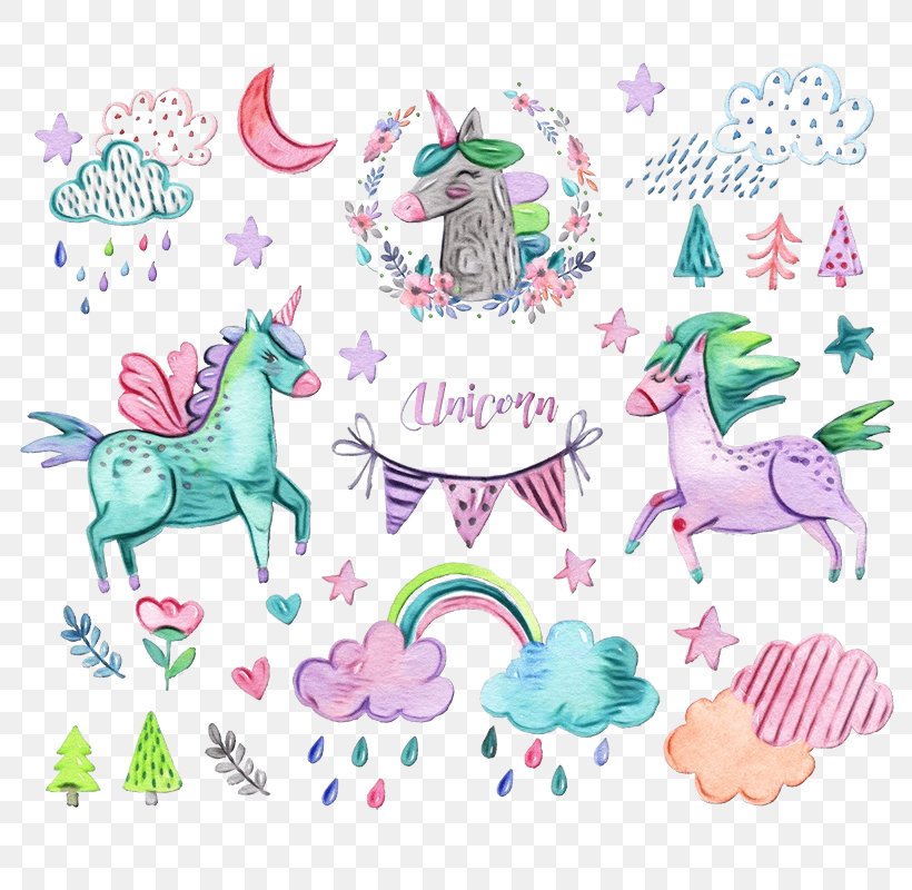 Pink Clip Art Animal Figure Horse Fictional Character, PNG, 800x800px, Watercolor, Animal Figure, Fictional Character, Horse, Paint Download Free