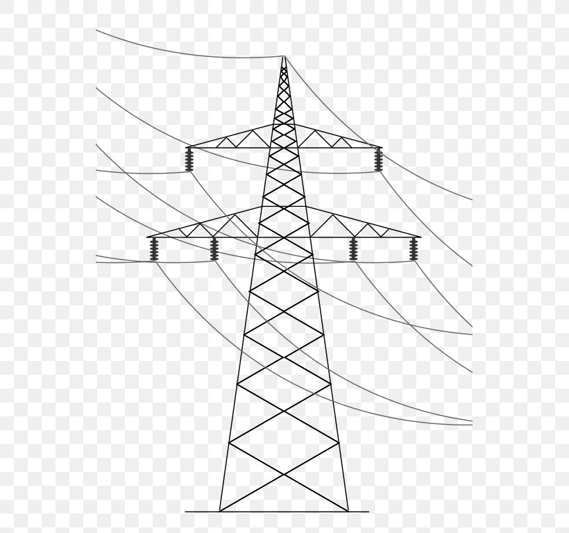 Drawing Electricity Transmission Tower Overhead Power Line Electric Power Transmission, PNG, 543x768px, Drawing, Area, Artwork, Black And White, Electric Power Download Free