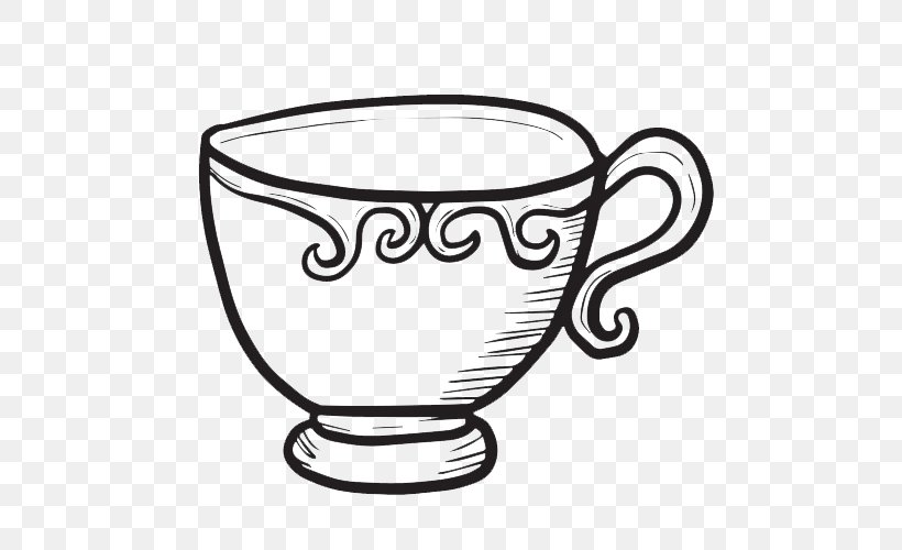 Coffee Cup Teacup Illustration, PNG, 500x500px, Coffee Cup, Art, Black And White, Cup, Drinkware Download Free