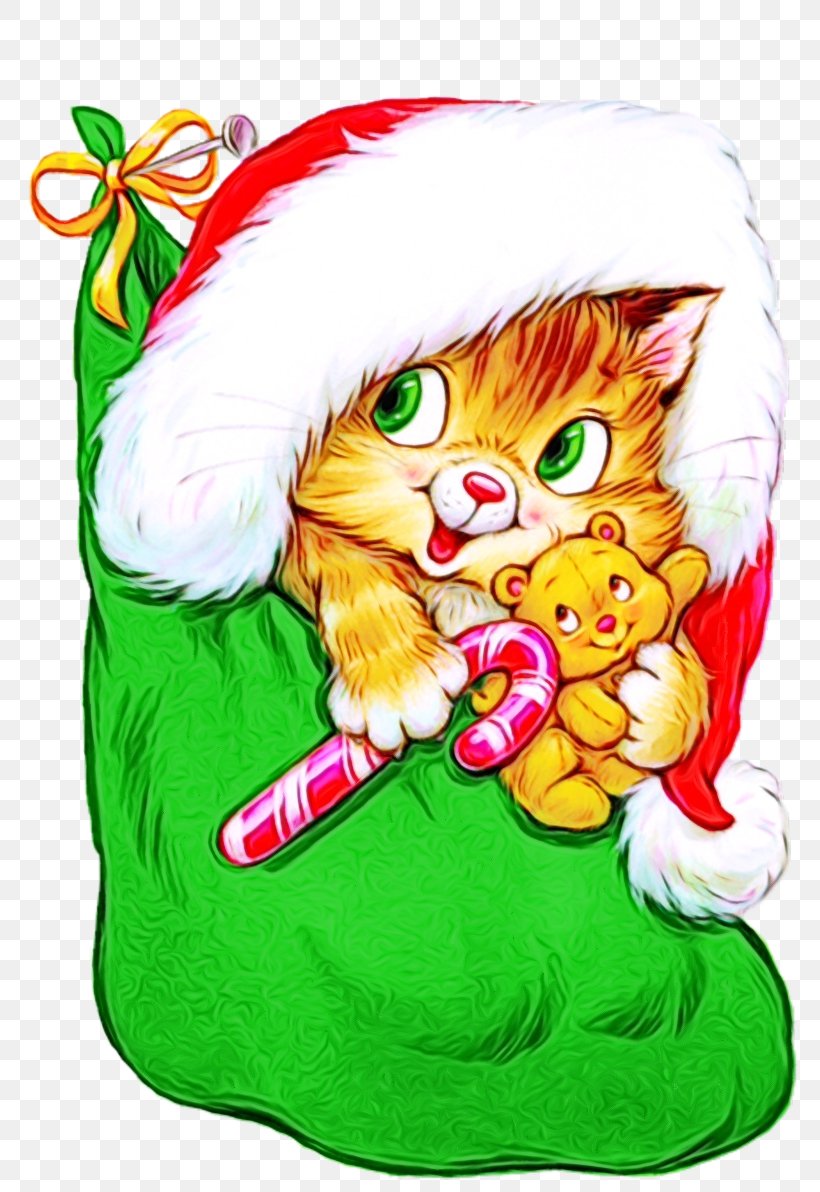 Christmas Stocking Cartoon, PNG, 800x1192px, Watercolor, Cartoon, Cat, Christmas, Christmas Carol Download Free