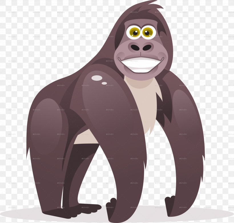Gorilla Ape Cartoon, PNG, 2874x2741px, Gorilla, Ape, Cartoon, Drawing, Fictional Character Download Free