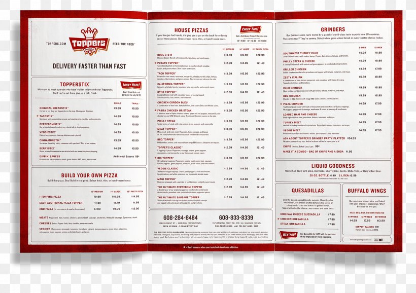 Toppers Pizza Menu Shine United Urbanspoon, PNG, 1800x1270px, Pizza, Brochure, College, Location, Madison Download Free