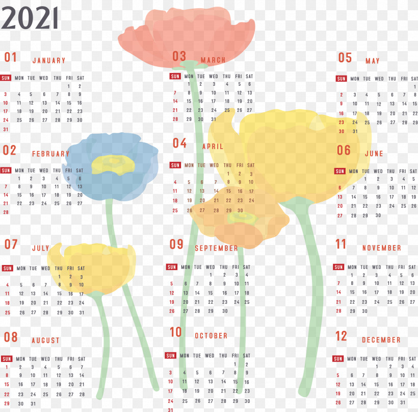 Year 2021 Calendar Printable 2021 Yearly Calendar 2021 Full Year Calendar, PNG, 3000x2954px, 2021 Calendar, Year 2021 Calendar, Calendar System, Geometry, Line Download Free