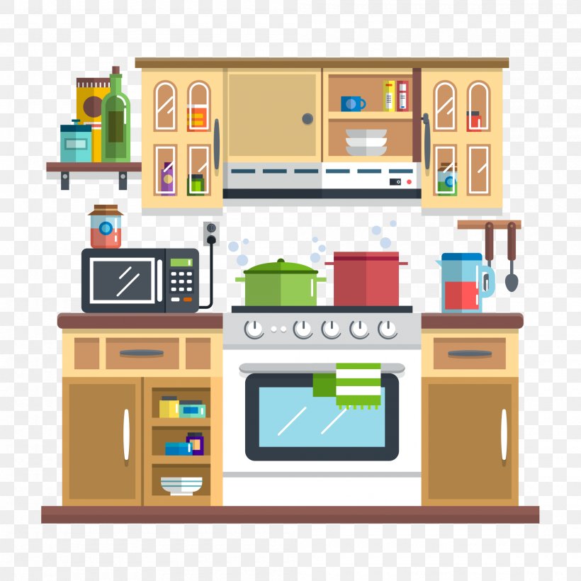 Kitchen Utensil Interior Design Services Illustration, PNG, 2000x2000px, Kitchen, Cartoon, Furniture, House, Interior Design Services Download Free